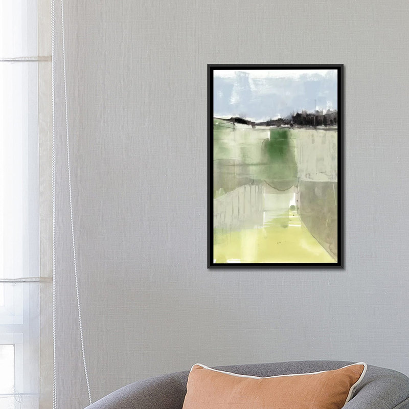 « sage field i », impression sur toile, H 26 po x l 18 po x P 1,5 po, Toile avec cadre noir, Pas de tapis