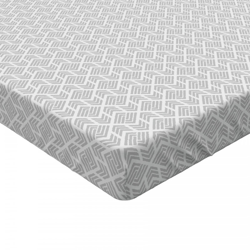 Microfiber Fitted Sheet, Queen Fitted Sheet, Gray Geometric