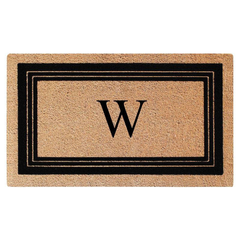 Monogrammed Triple Classic Border Natural Coir Door Mat with PVC Backing – Heavy-Duty, Anti-Shed & Easy to Clean, 39" x 24"