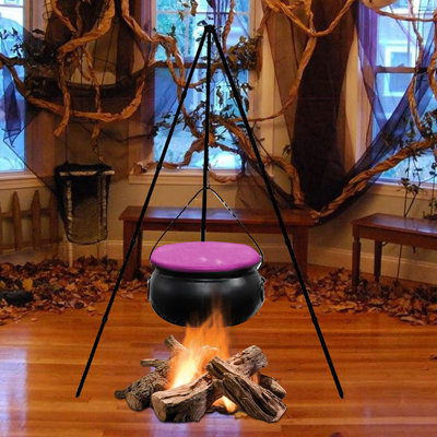 Décorations d'Halloween pour l'extérieur - Grand trépied avec décorations d'Halloween pour grand chaudron - Décorations d'Halloween pour chaudron en plastique