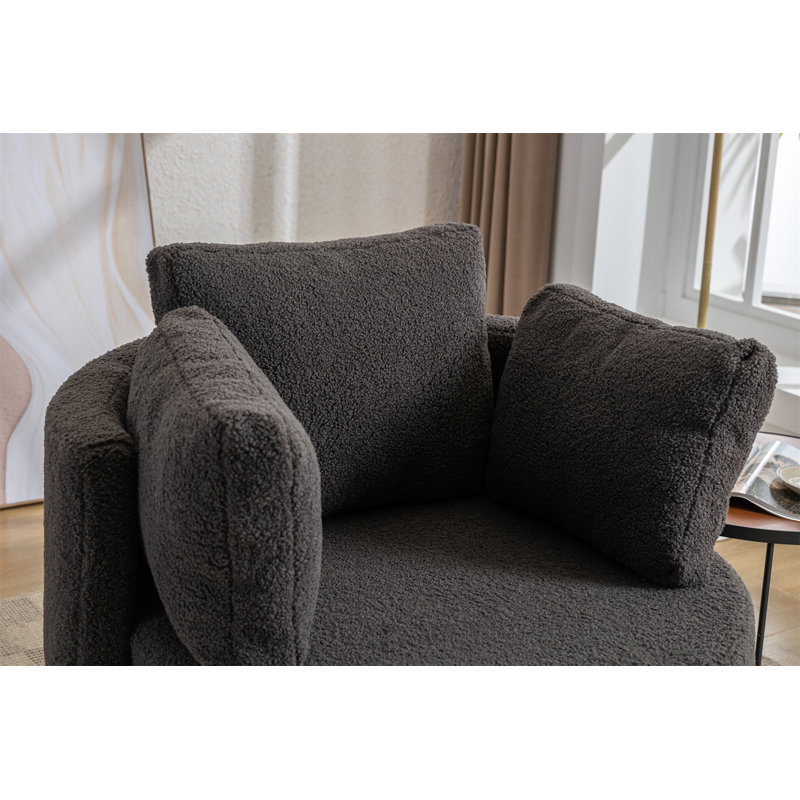 Fauteuil demi-tonneau pivotant avec rangement, Laine gris foncé