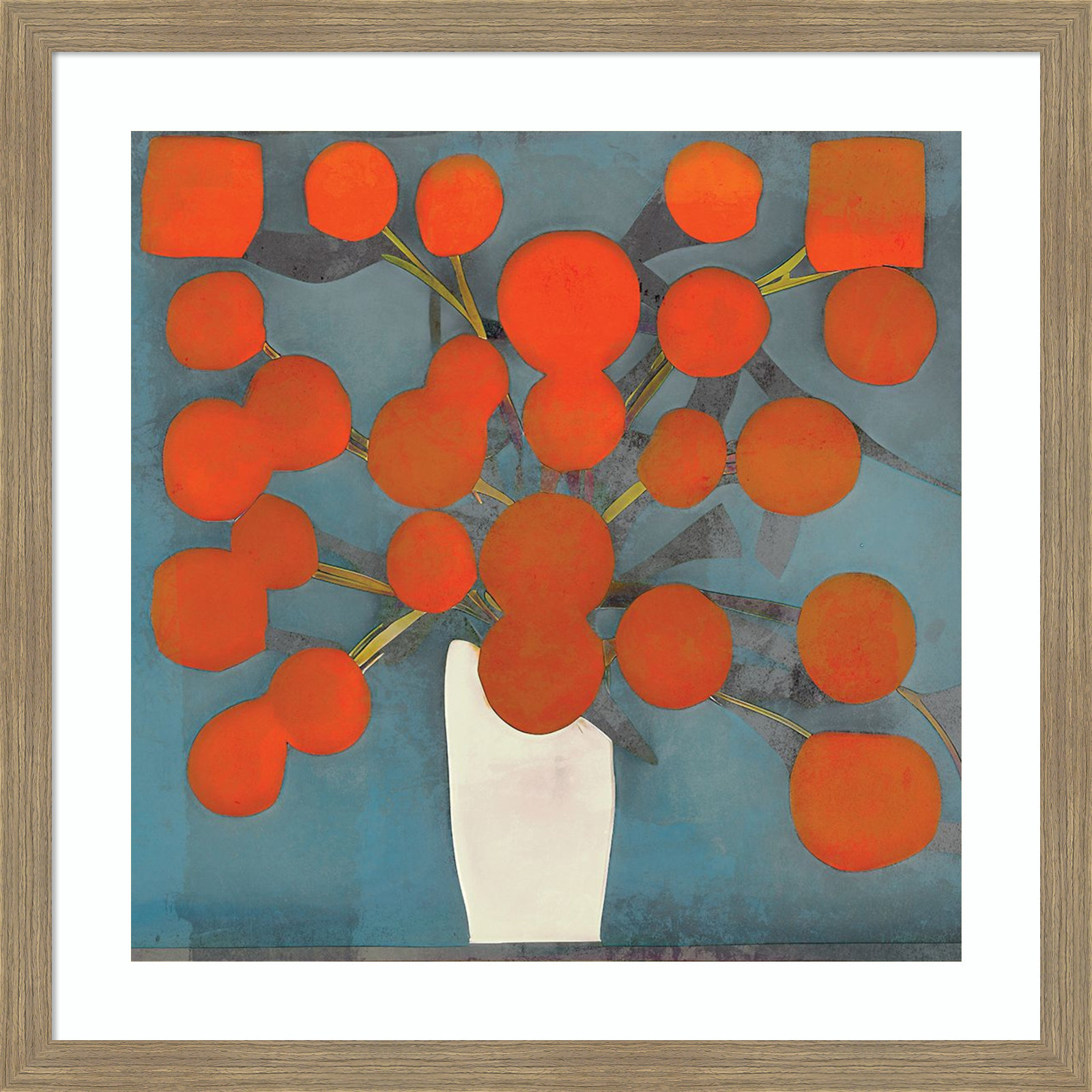 Abstract Orange Flowers Print by Elena Ray, Brown, 26" H x 26" W