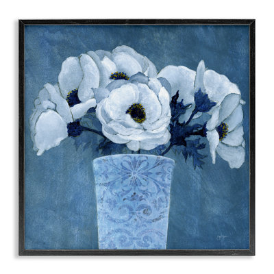 Patterned Vase Flowers Framed Giclee Art by Janet Tava