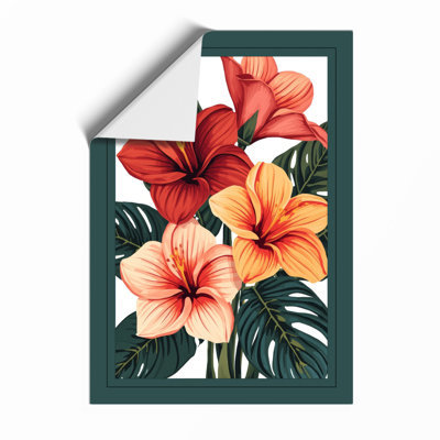 Hibiscus Cluster Botanical - Framed Print