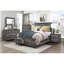 Grand lit plateforme 1Pc au fini gris avec rangement pour pied de lit