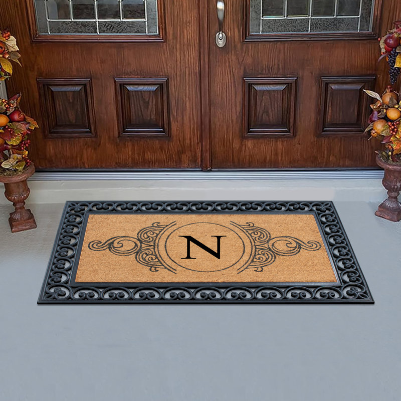 Tapis de porte d'extérieur antidérapant Gisela 48 po x 30 po, N