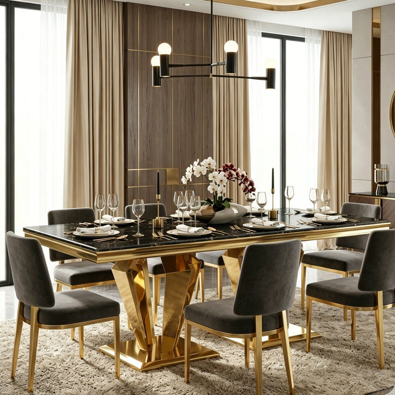 Modern Dining Table, Black