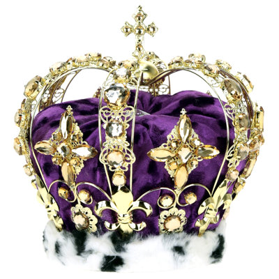 Jeweled King Crown, Red/Silver - 8.5 Inches