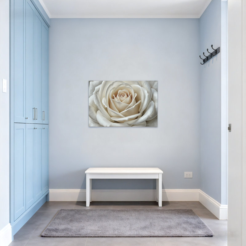 Plantes et fleurs, motif floral rose blanc, H 16 po x l 24 po