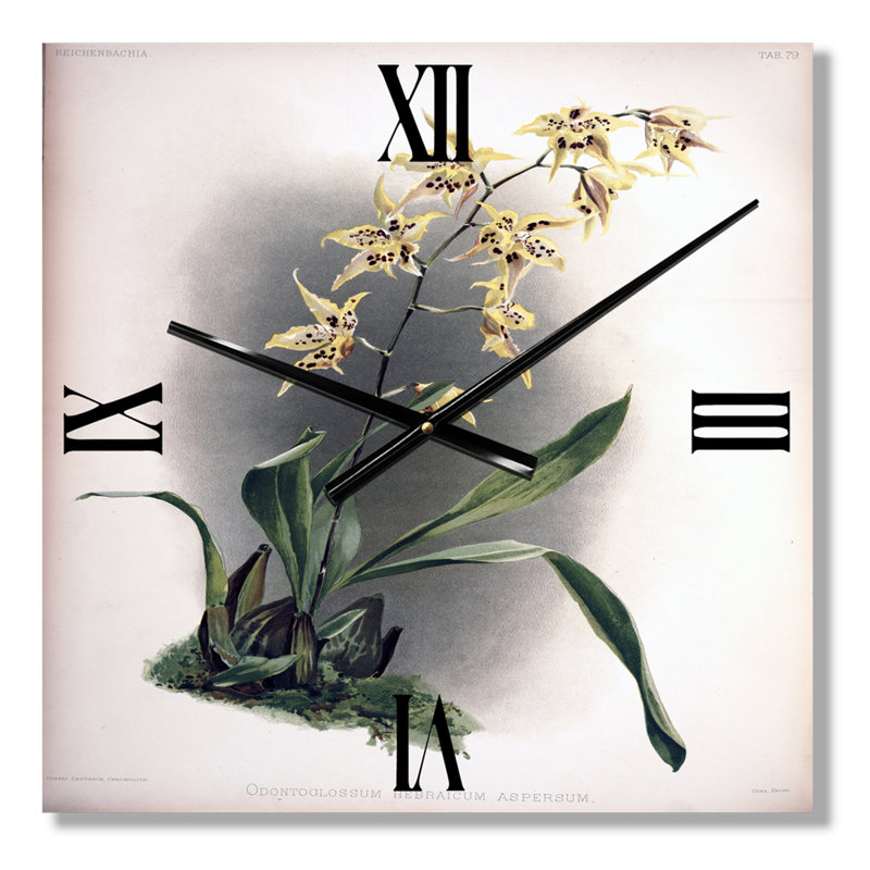 Orchidée rétro - horloge murale traditionnelle, Petit