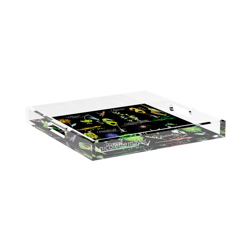 Dapper Square Decorative Tray, 12"W x 12"D x 2"H, Green