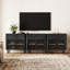 Meuble télé de 94,5 po de style Mid-Century pour téléviseur de 100 po ou moins, meuble audio-vidéo en bois avec rangement pour salon-1759179810