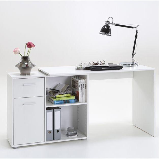 Rioux L-Shaped Writing Desk, White