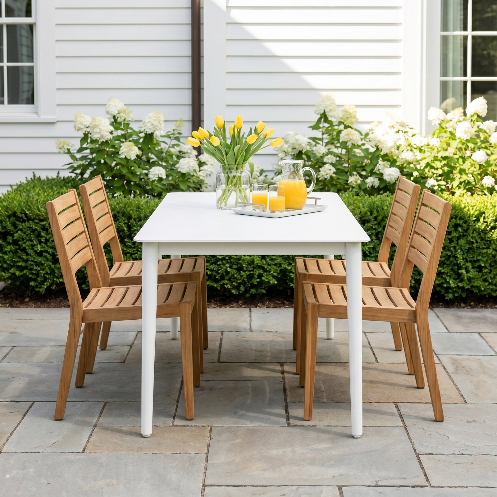 Silvie 8-Person White Aluminum Patio Dining Table 