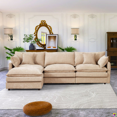 Dayman 4-Piece 102"W Modular Chenille LAF RAF Sectional, Sofa Couch, 3 Seater