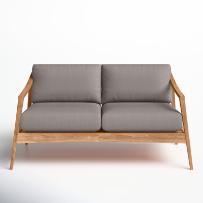 Elswick 59'' Wide Teak Loveseat with Sunbrella® Cushions