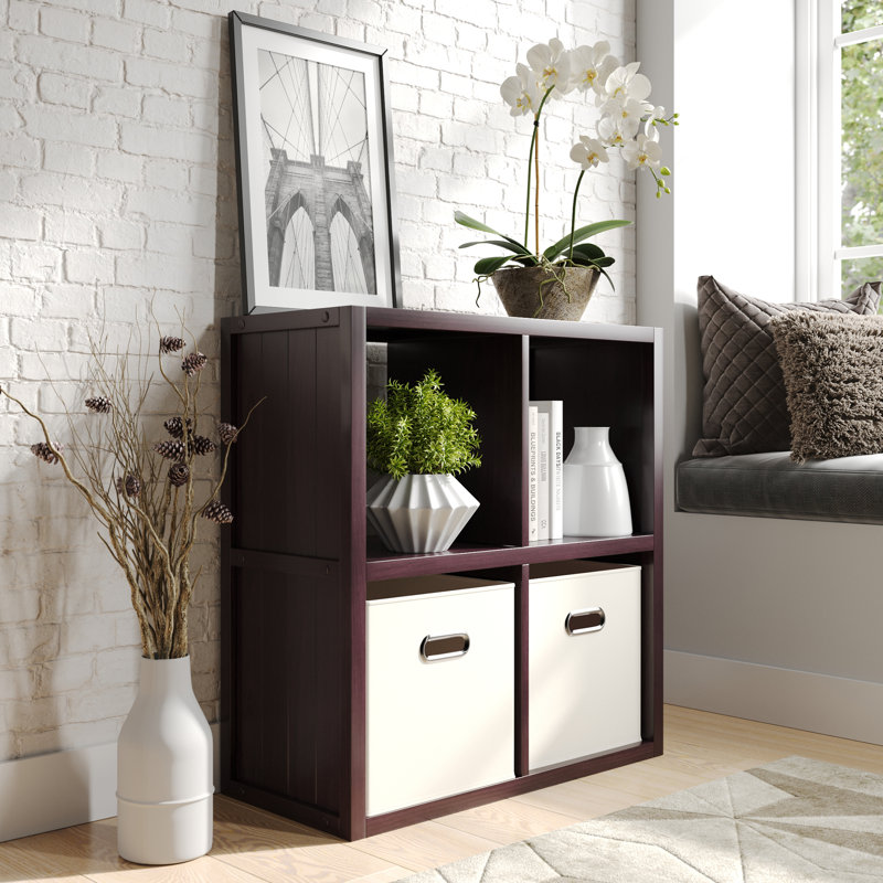 John Louis Home Solid Wood Cube Organizer, Espresso, (4 Shelves) 27.75"H x 25.5"W x 11.75D