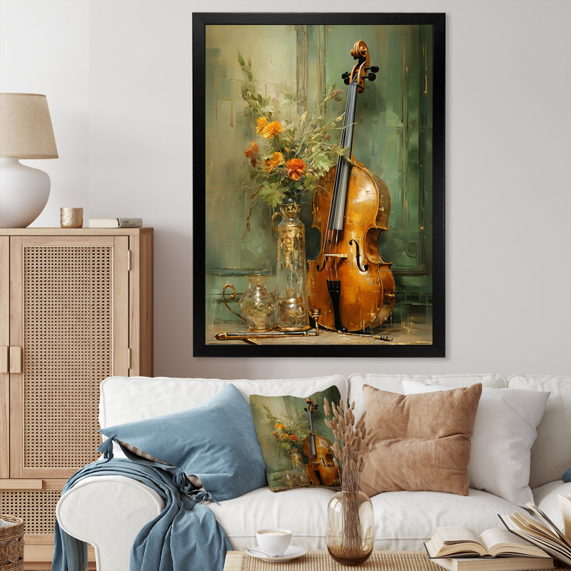 Basson beauté opulente olive sur toile, H 32 po x l 16 po, Cadre photo noir
