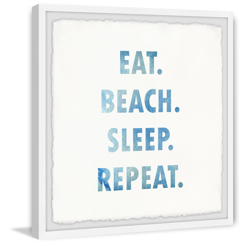 "Manger Beach sleep", reproduction d’art textuel sur papier, H 24 po x l 24 po x P 1,5 po