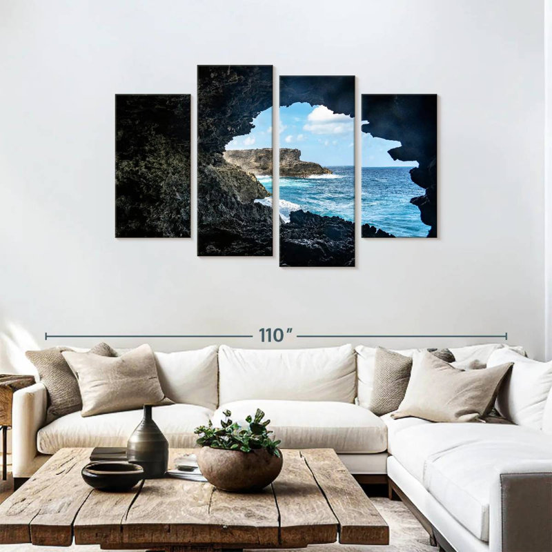 Gillard, Barbade, bord de mer, grotte, H 48 po x l 75 po