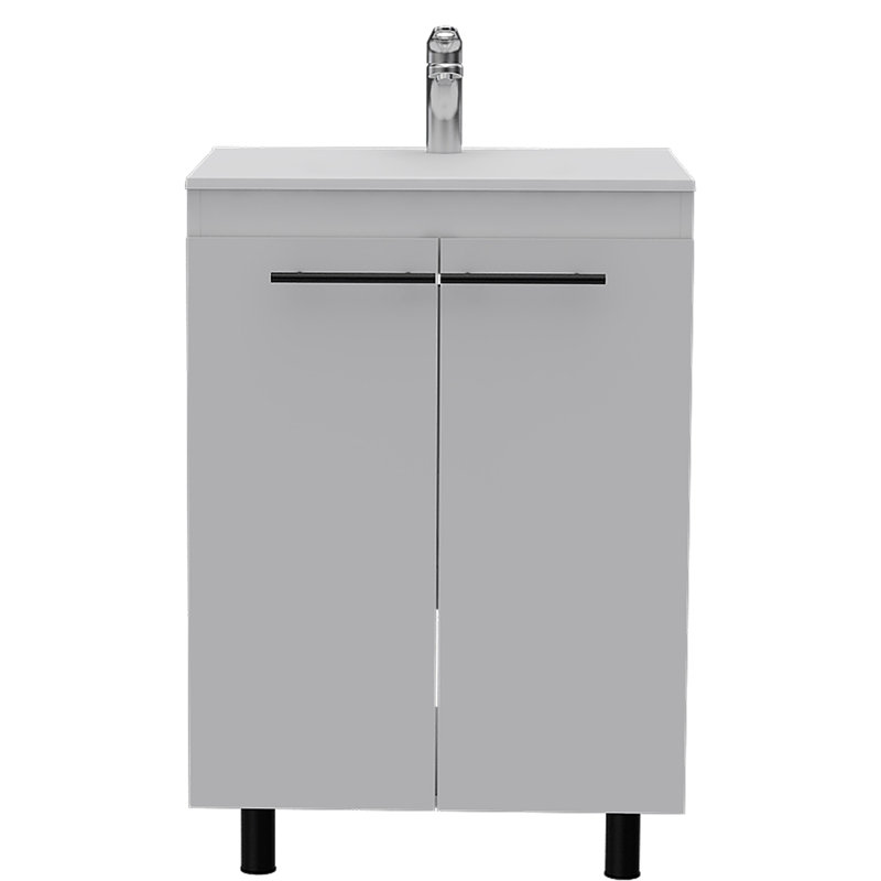 2-Door Rectangle Freestanding Vanity Cabinet, White
