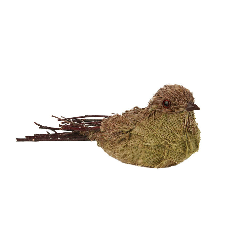 Figurine de printemps 10,5 "en sisal brun rustique et toile de jute