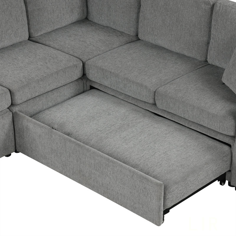 Canapé-lit modulaire en U convertible de 108,7 po convertible en U pour le confort et la polyvalence du salon, Gris
