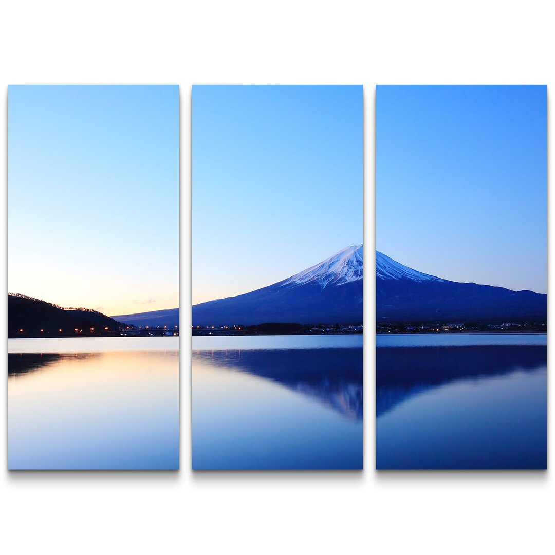 3-tlg. Leinwandbilder-Set Berg Fuji bei Morgendämmerung