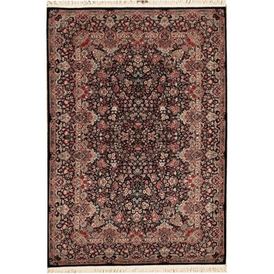 Tapis rouge et bleu marine noué à la main de haute qualité