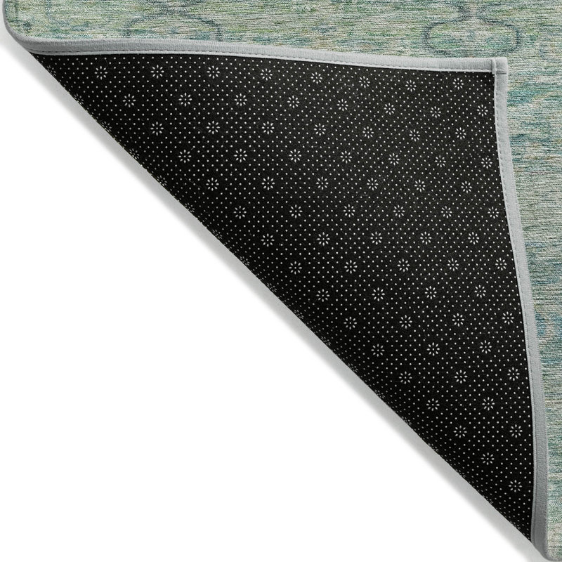 Tapis bleu sarcelle lavable à la machine intérieur / extérieur Xhevrie, Rectangle 5 pi x 7 pi 6 po