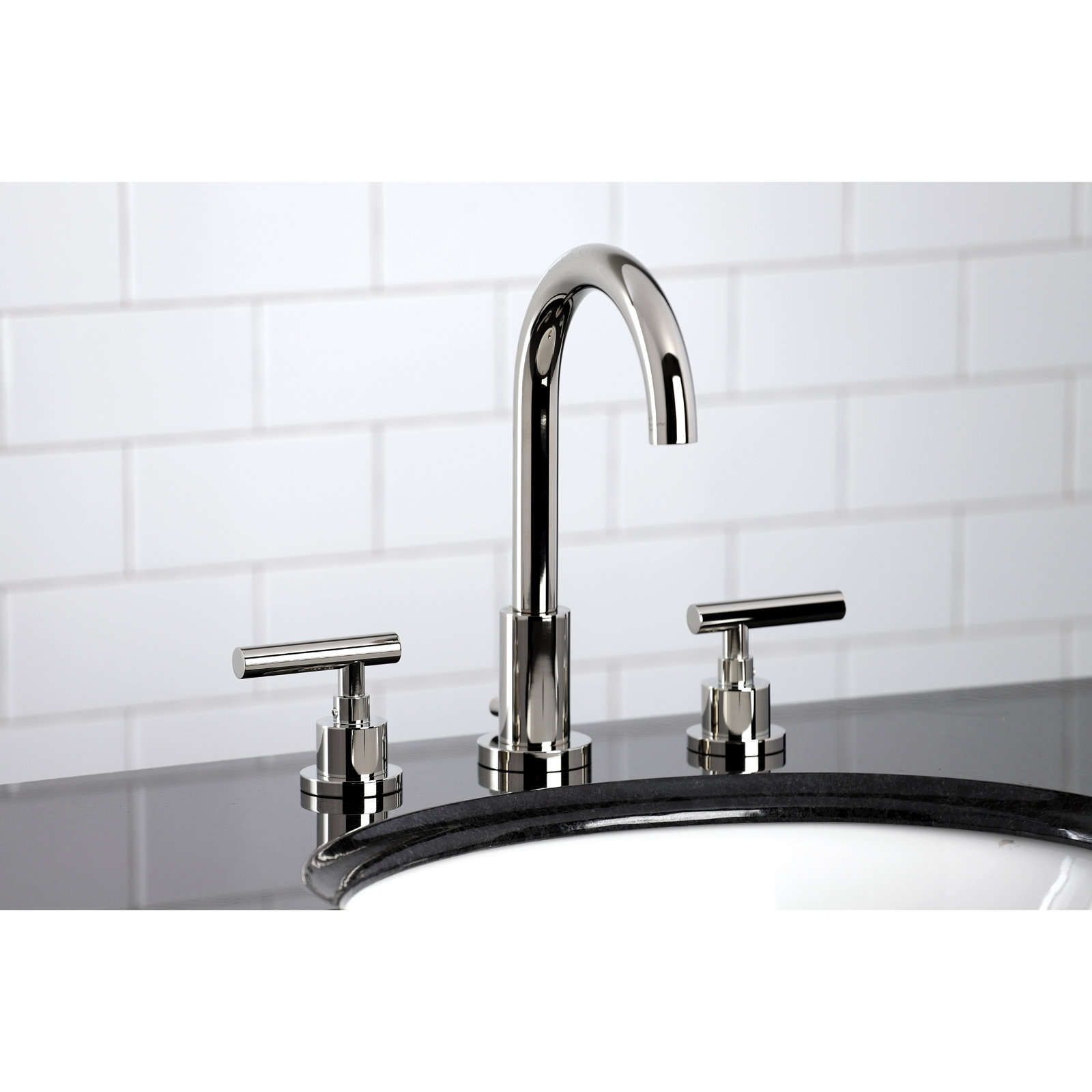 Manhattan Widespread Faucet with Drain, Polished Nickel