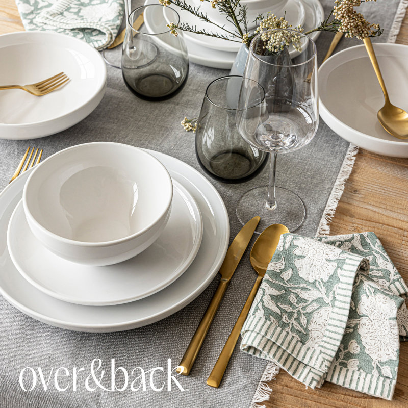 over&back Modern 18/8 Flatware Set - Service for 4, Brushed Gold
