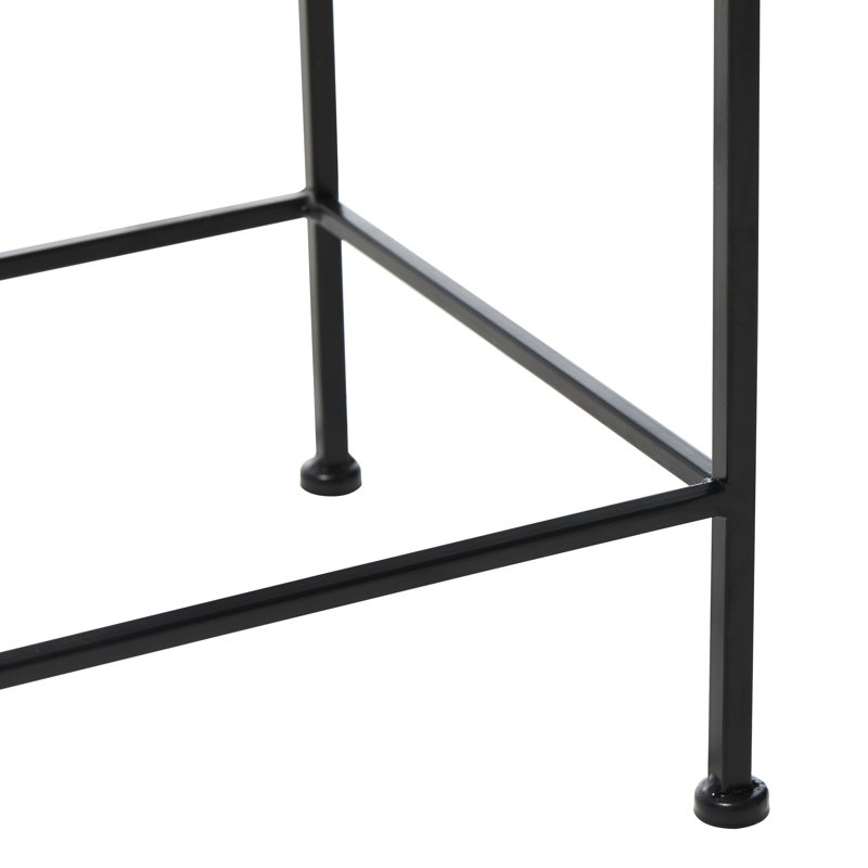 27.25"/24"/20" H Set Of 3 Sqaure Nesting Planter Stands With Green Pattern Ceramic Tiles Table Top