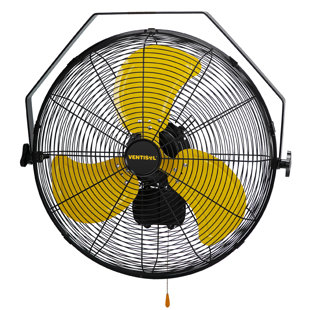 Ventisol 20 In. 3-speed Oscillating High Velocity Wall Mount Fan With 3 Aluminum Blades, 4800 Cfm, Yellow