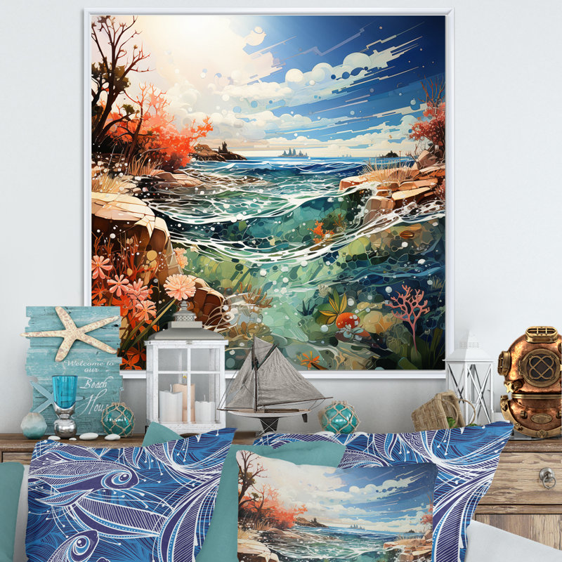 Beach Surf And Turf II - Beach Wall Art Prints, H 24 po x l 24 po x P 1 po, Cadre flottant blanc
