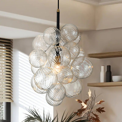 Helsing Single Light Ribbed Glass Dimmable Pendant