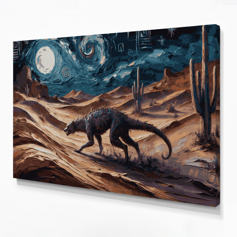 «Southwestern Animals» Chupacabra 14, art sur toile mauve, H 20 po x l 30 po