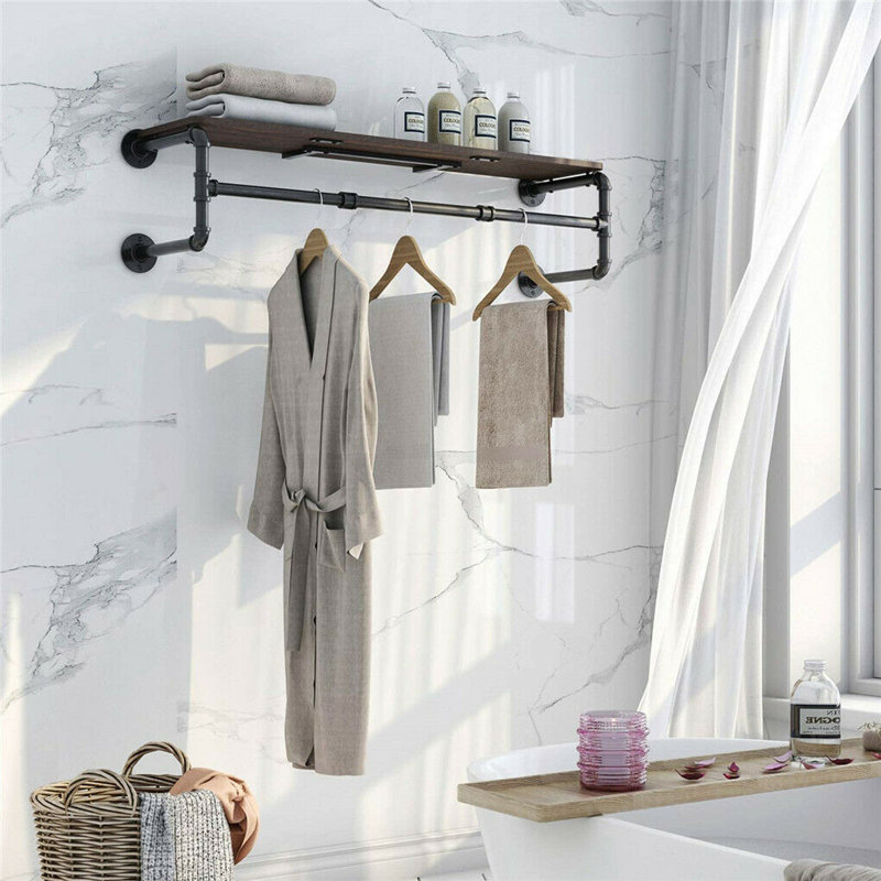 Rookwood 39.3'' Metal Wall Mounted Clothes Rack, Brown