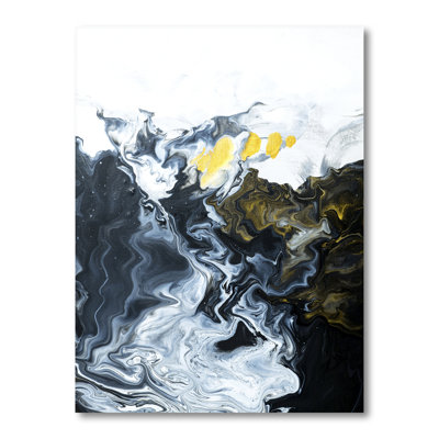Or blanc et nuages de marbre jaune I - peinture sur toile
