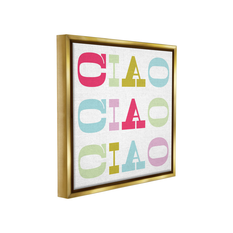 "Typed Cao Typographie" par Lil 'Rue sur toile, Cadre flottant métallique doré, H 25 po x l 25 po