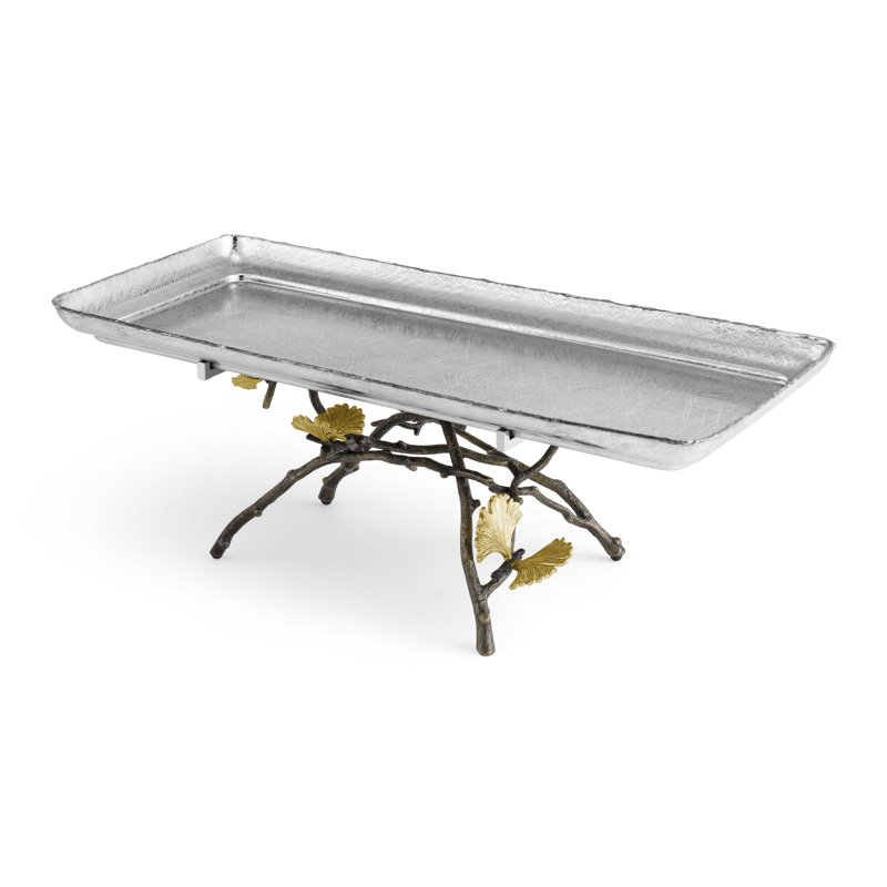 Butterfly Ginkgo Footed Tray, 6.75" H x 18" W x 12" D