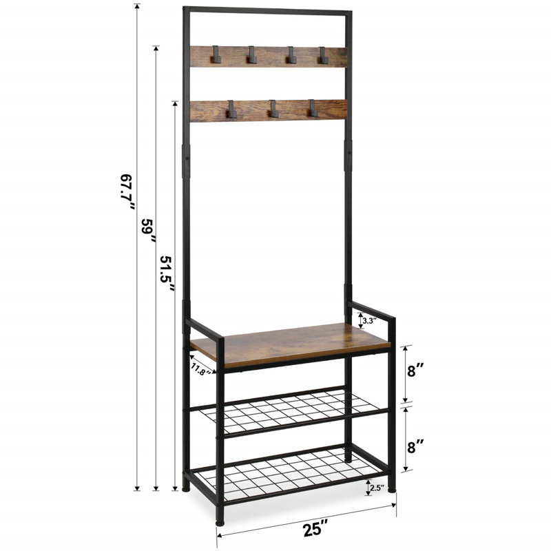 Jordann Freestanding 7 - Hook Coat Rack, Brown