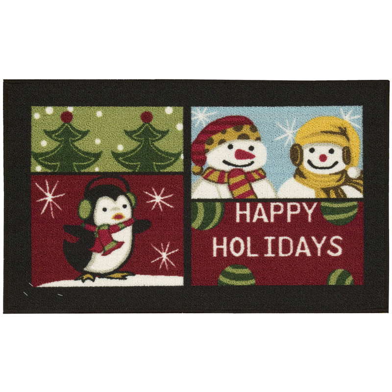 Tapis rouge/vert joyeuses fêtes, Rectangle 1 pi 8 po x 2 pi 9 po