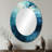 Aqua Blue And White Serenity Swirl III - Large Oval Wall Mirror On Metal-664497753