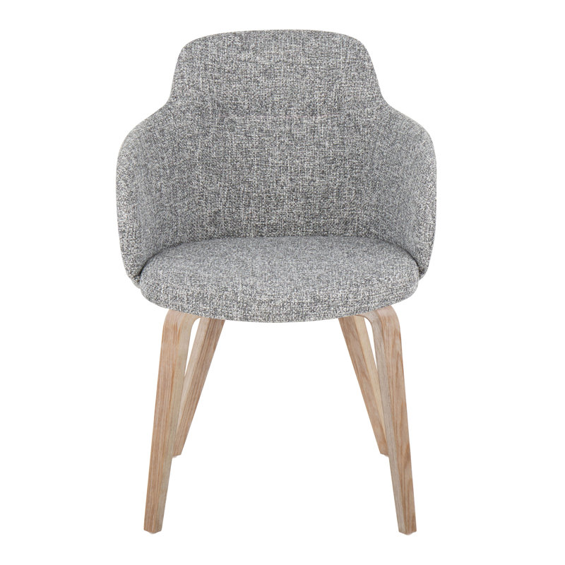 Gray Upholstered Armchair with Wood Legs, Set of 2