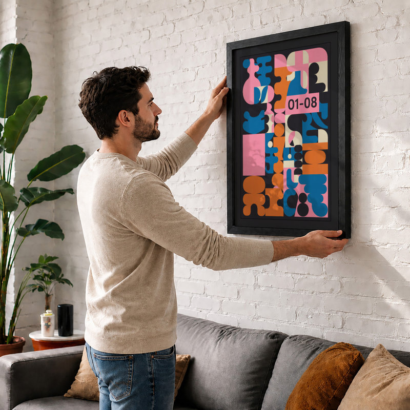 Harmony Geometric - Framed Print, A3 - 42.0 x 29.7 cm, Black