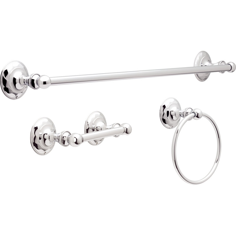 Pirouette 3 - Piece Bathroom Hardware Set, Polished Chrome