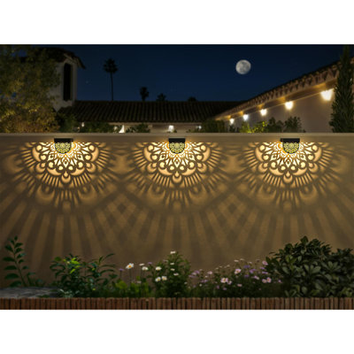 Mandala Solar Fence Lights Outdoor Solar Step Wall Lights Garden Decor(pack of 6)