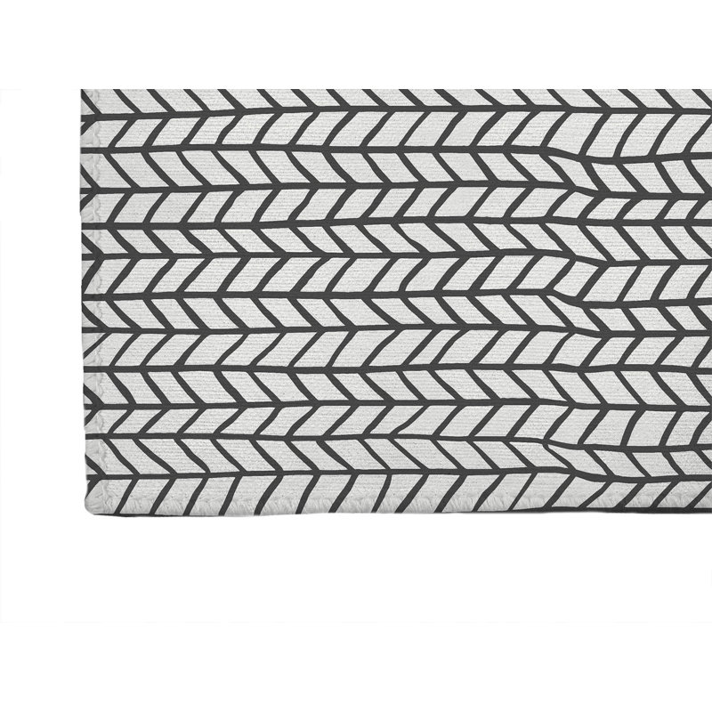Chevron Feather Non-Slip Outdoor Rug, Runner 2'6" x 8'