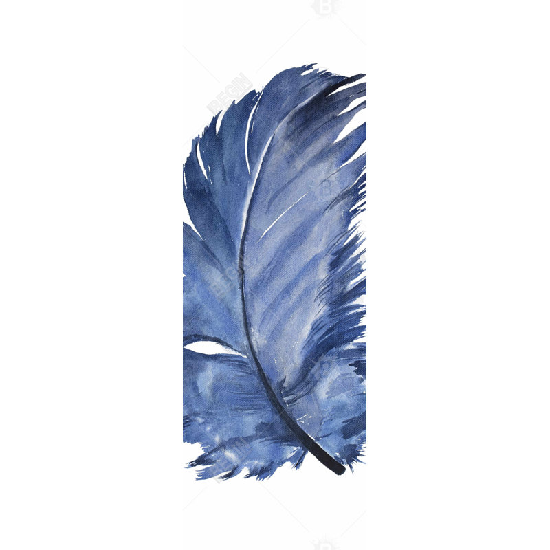Aquarelle, toile de plume bleue - décor de chambre à coucher animal bohémien